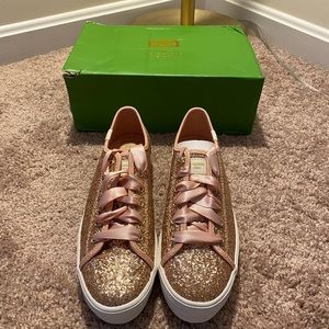 Kate Spade Glitter Platform Sneaker Rose Gold